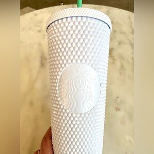 Starbucks White Pearl Bling Studded 24 oz Venti Cold Cup Tumbler